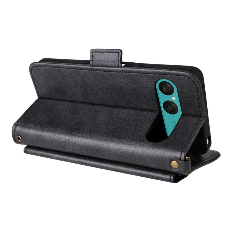 Læder Cover Sony Xperia 10 Vii Telefon Etui Pung Med Skulderrem