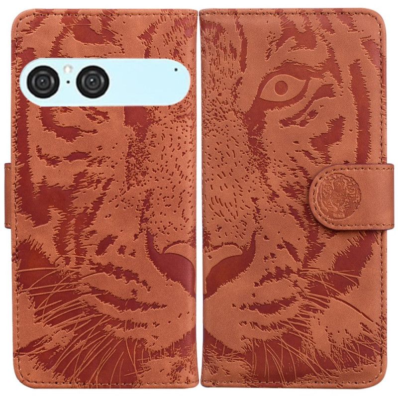 Læder Cover Sony Xperia 10 Vii Telefon Etui Tigerpoteaftryk