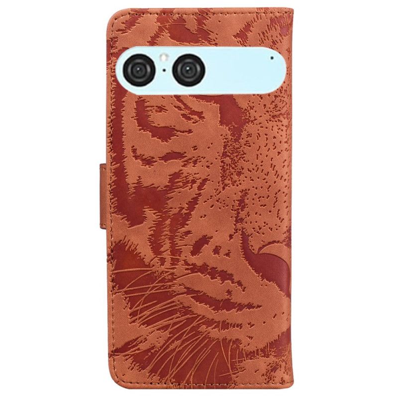 Læder Cover Sony Xperia 10 Vii Telefon Etui Tigerpoteaftryk