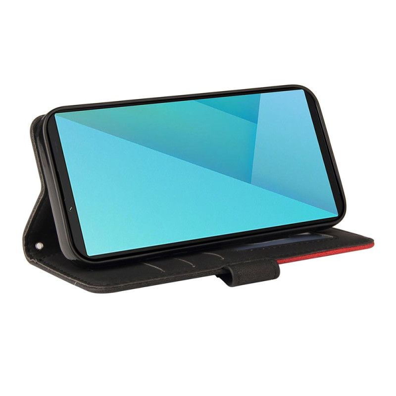 Læder Cover Sony Xperia 10 Vii Telefon Etui Tofarvet Bølget Mønster