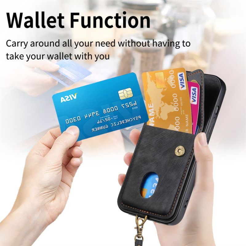 Cover Samsung Galaxy A17 4g / 5g Telefon Etui Ruskindseffekt Med Kortholder Og Snor