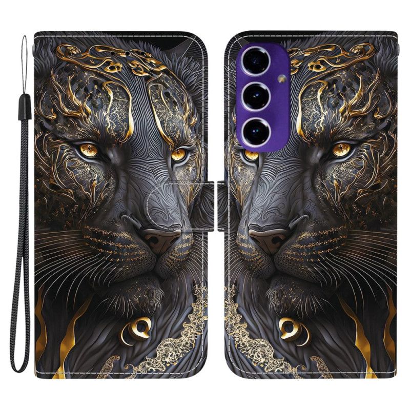 Flip Cover Samsung Galaxy A17 4g / 5g Guld Og Sort Løve