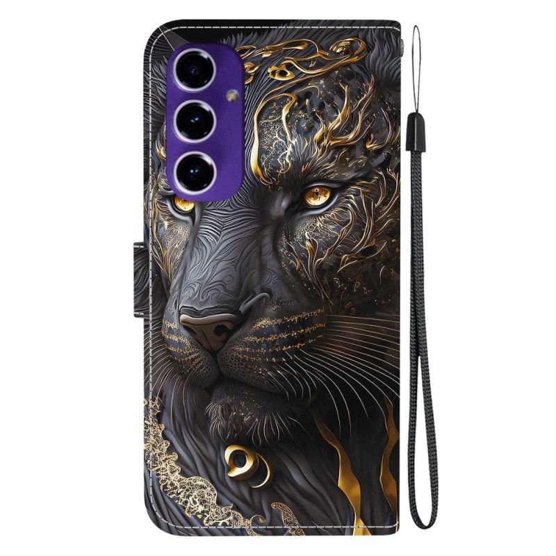 Flip Cover Samsung Galaxy A17 4g / 5g Guld Og Sort Løve