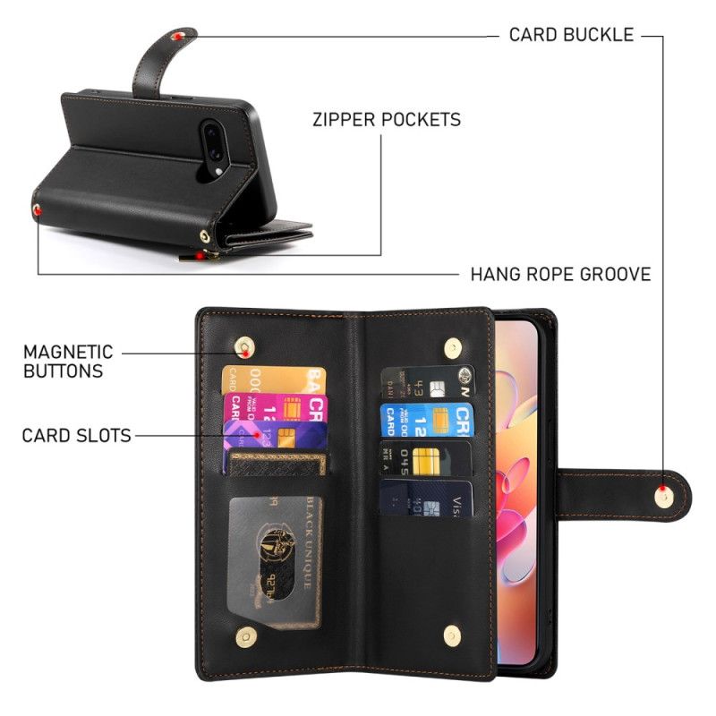 Flip Cover Samsung Galaxy A17 4g / 5g Pung Med Lynlåslomme Og Stropper