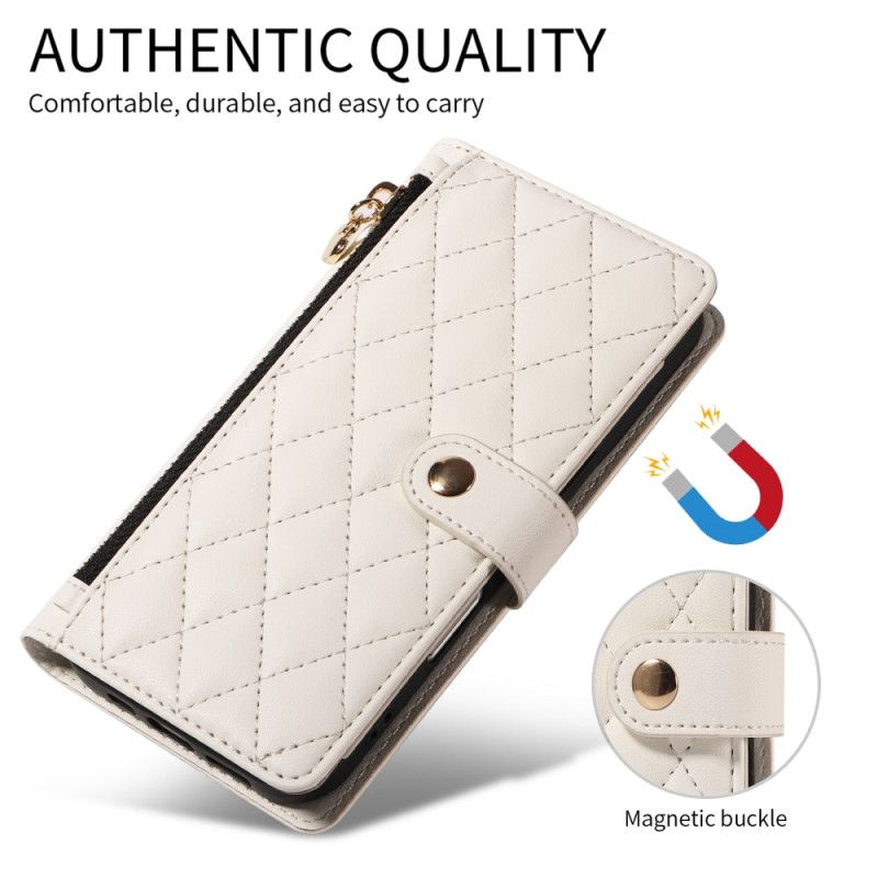 Flip Cover Samsung Galaxy A17 4g / 5g Quiltet Med Rem Og Skulderrem