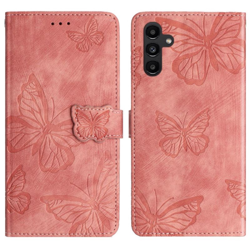 Flip Cover Samsung Galaxy A17 4g / 5g Ruskindseffekt Med Sommerfugle