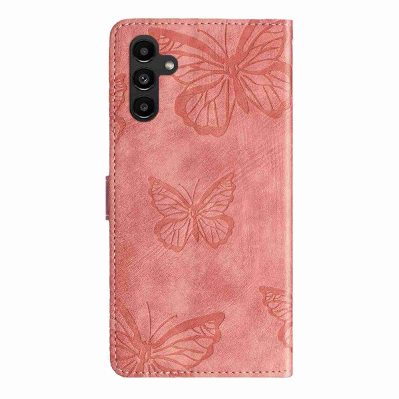 Flip Cover Samsung Galaxy A17 4g / 5g Ruskindseffekt Med Sommerfugle