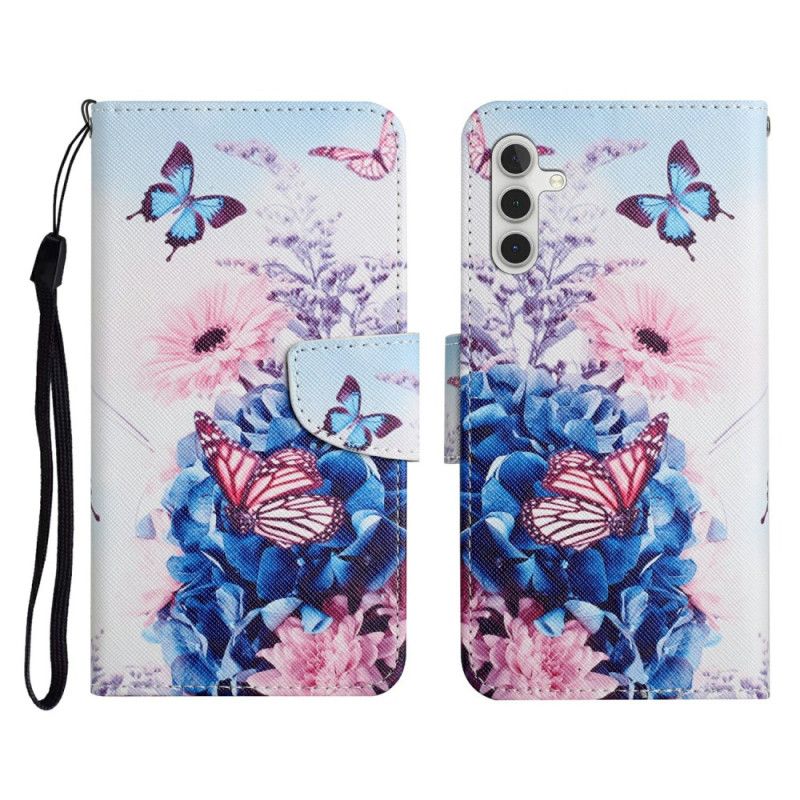 Flip Cover Samsung Galaxy A17 4g / 5g Sommerfugle Og Blomster
