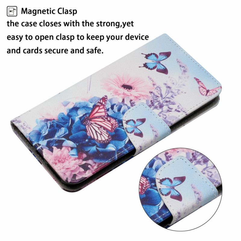 Flip Cover Samsung Galaxy A17 4g / 5g Sommerfugle Og Blomster