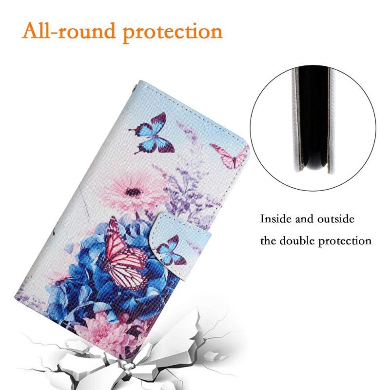 Flip Cover Samsung Galaxy A17 4g / 5g Sommerfugle Og Blomster
