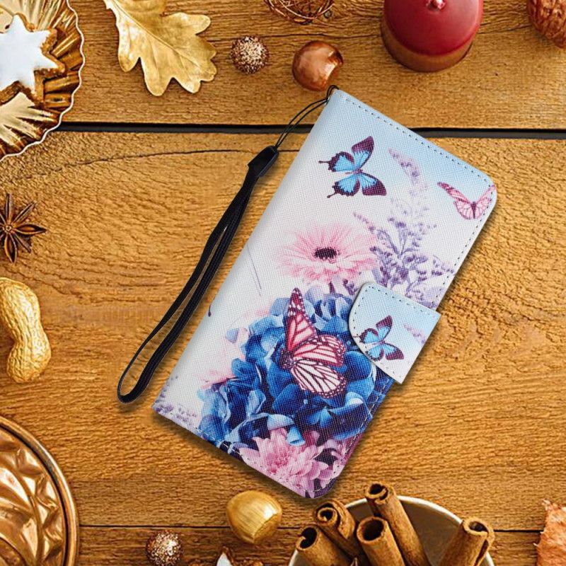 Flip Cover Samsung Galaxy A17 4g / 5g Sommerfugle Og Blomster