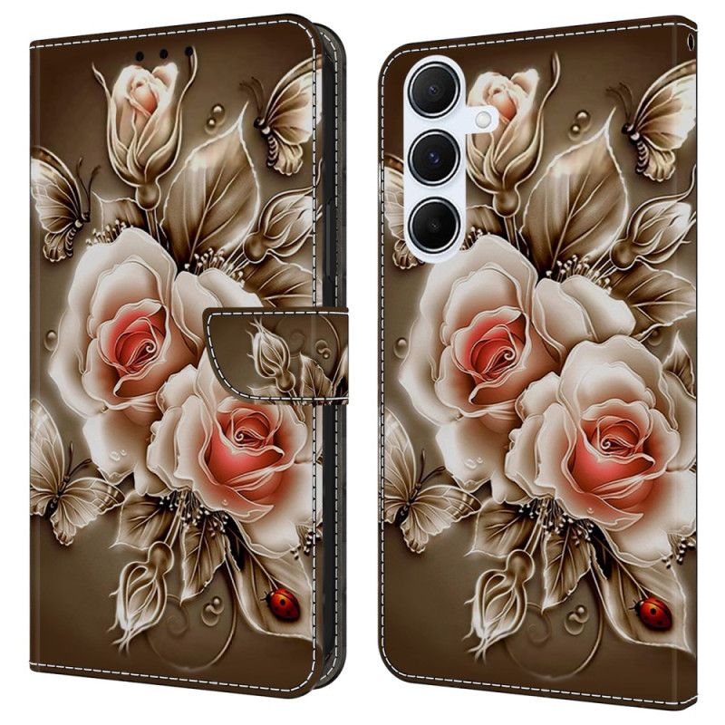 Flip Cover Til Samsung Galaxy A17 4g / 5g Brune Roser