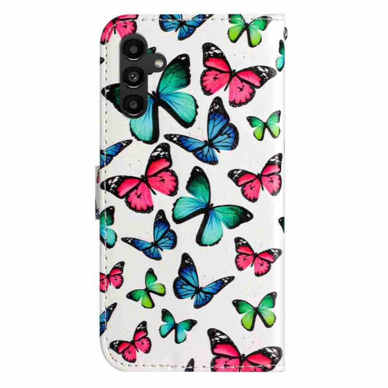 Flip Cover Til Samsung Galaxy A17 4g / 5g Farverige Sommerfugle