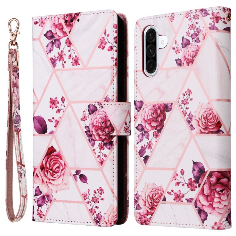 Flip Cover Til Samsung Galaxy A17 4g / 5g Marmordesign Med Snor