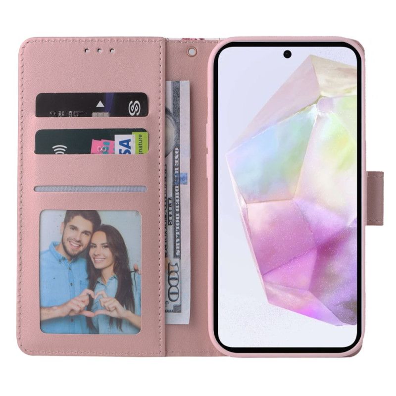 Flip Cover Til Samsung Galaxy A17 4g / 5g Marmordesign Med Snor