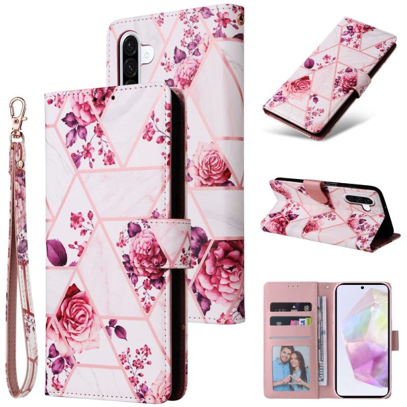 Flip Cover Til Samsung Galaxy A17 4g / 5g Marmordesign Med Snor