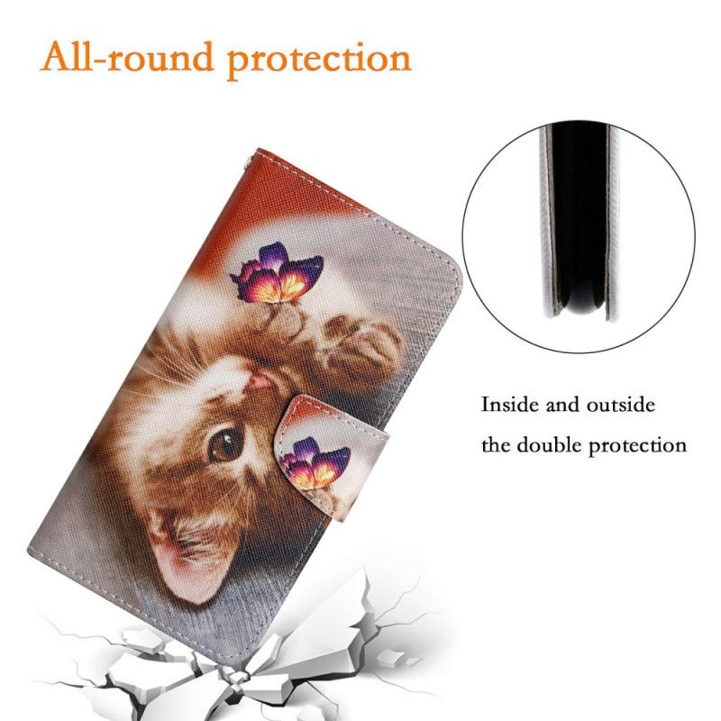 Flip Cover Til Samsung Galaxy A17 4g / 5g Sommerfugl Og Kat