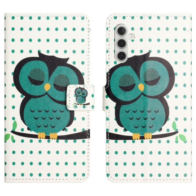 Flip Cover Til Samsung Galaxy A17 4g / 5g Ugle I Søvn