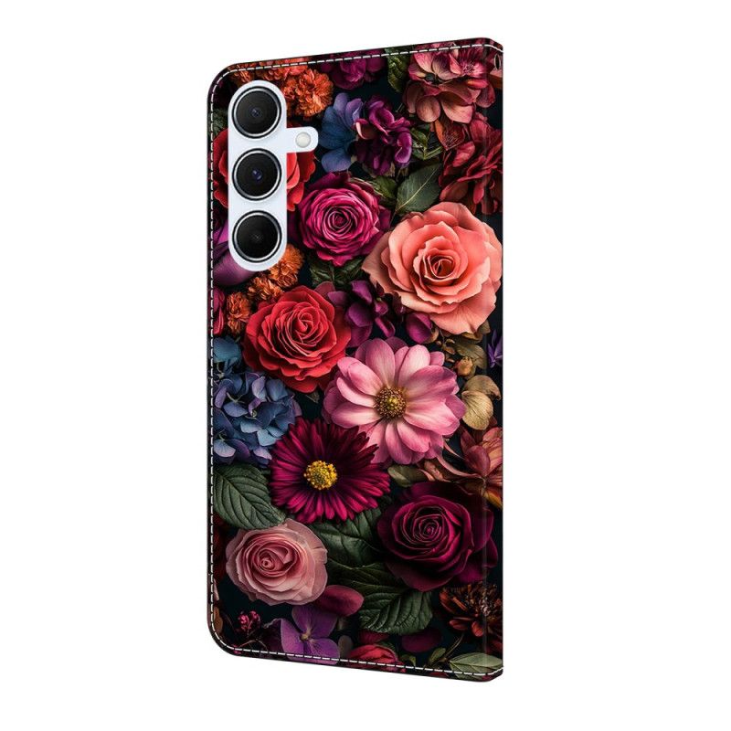 Læder Cover Samsung Galaxy A17 4g / 5g Lyserøde Blomster