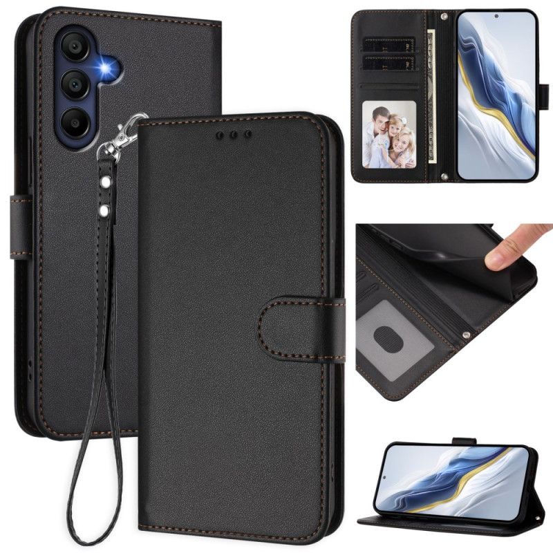 Læder Cover Samsung Galaxy A17 4g / 5g Simpelt Design Med Snor