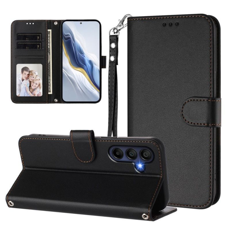 Læder Cover Samsung Galaxy A17 4g / 5g Simpelt Design Med Snor