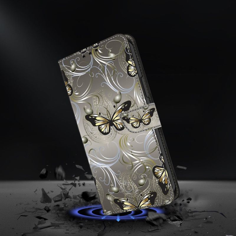 Læder Cover Samsung Galaxy A17 4g / 5g Telefon Etui Blondesommerfugle