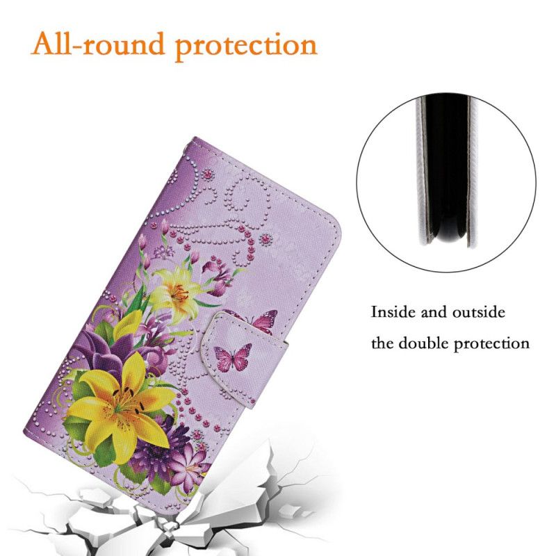 Læder Cover Samsung Galaxy A17 4g / 5g Telefon Etui Gule Blomster