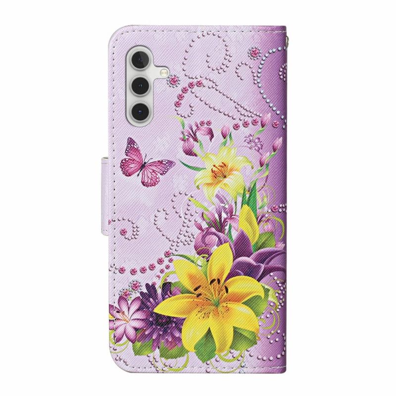 Læder Cover Samsung Galaxy A17 4g / 5g Telefon Etui Gule Blomster