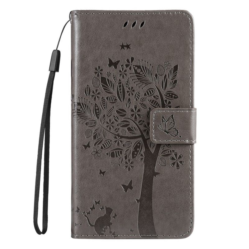 Læder Cover Samsung Galaxy A17 4g / 5g Telefon Etui Kat Og Træ