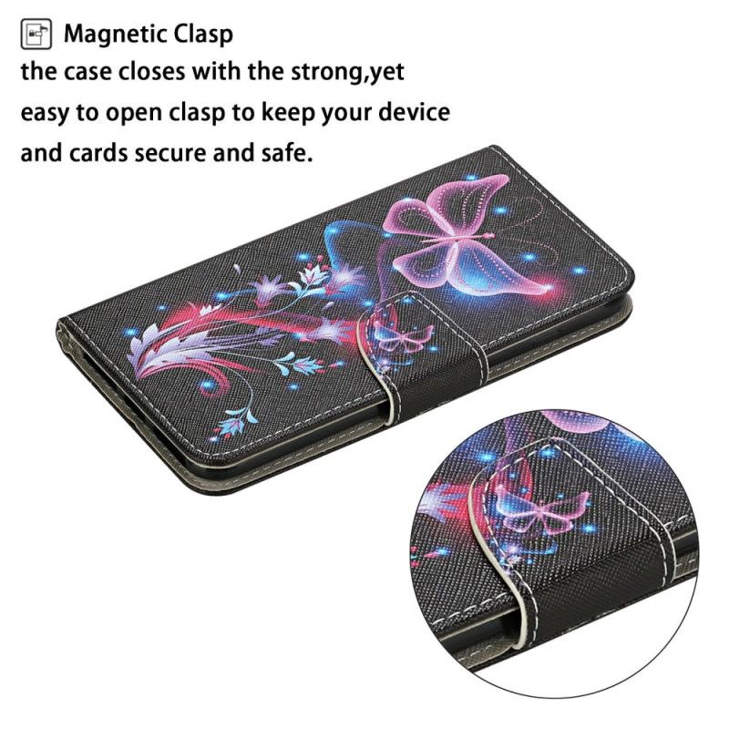 Læder Cover Samsung Galaxy A17 4g / 5g Telefon Etui Lysende Sommerfugle