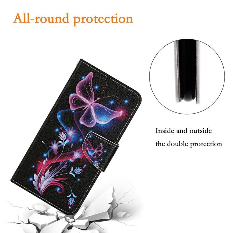 Læder Cover Samsung Galaxy A17 4g / 5g Telefon Etui Lysende Sommerfugle