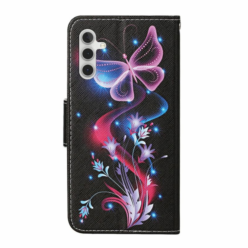 Læder Cover Samsung Galaxy A17 4g / 5g Telefon Etui Lysende Sommerfugle