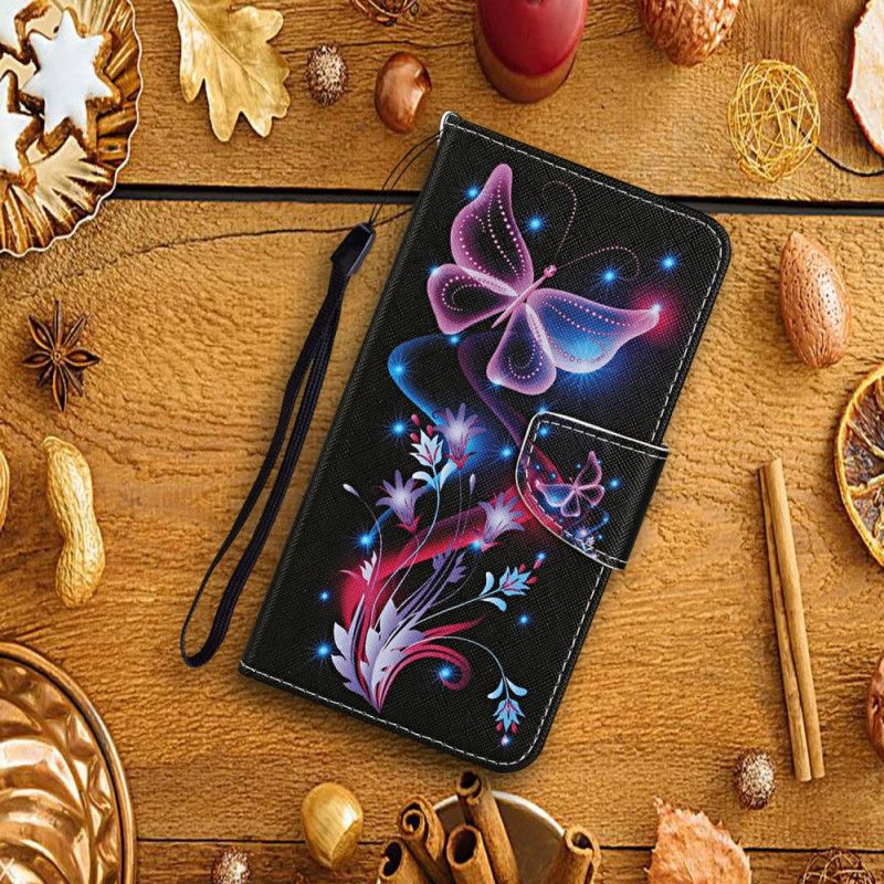 Læder Cover Samsung Galaxy A17 4g / 5g Telefon Etui Lysende Sommerfugle