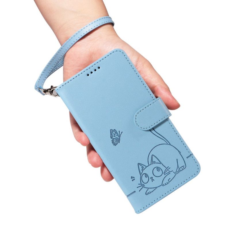 Læder Cover Samsung Galaxy A17 4g / 5g Telefon Etui Rem Med Kattedesign