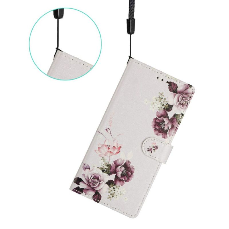 Læder Cover Samsung Galaxy A17 4g / 5g Telefon Etui Retroblomster