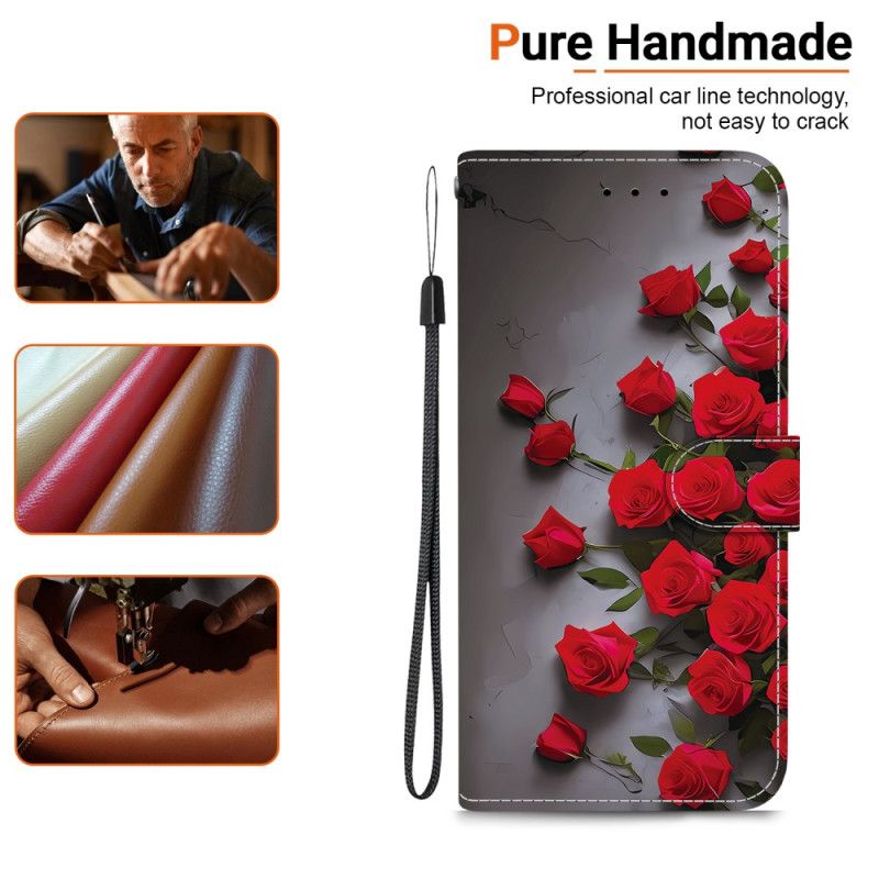 Læder Cover Samsung Galaxy A17 4g / 5g Telefon Etui Røde Roser