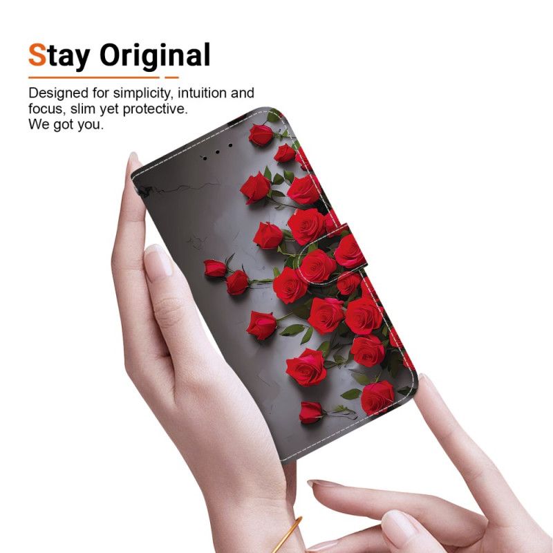 Læder Cover Samsung Galaxy A17 4g / 5g Telefon Etui Røde Roser