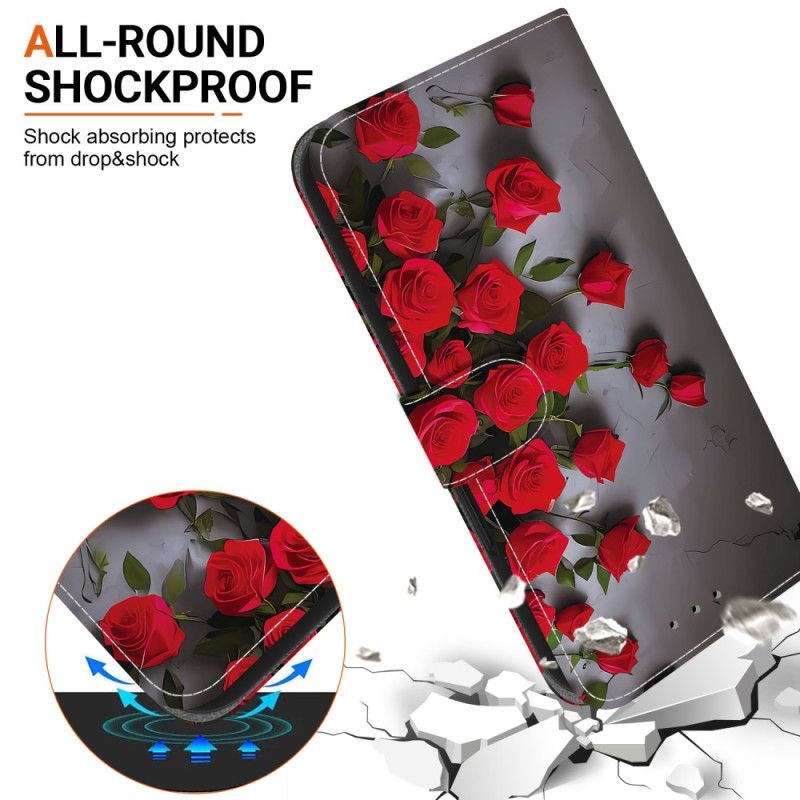 Læder Cover Samsung Galaxy A17 4g / 5g Telefon Etui Røde Roser