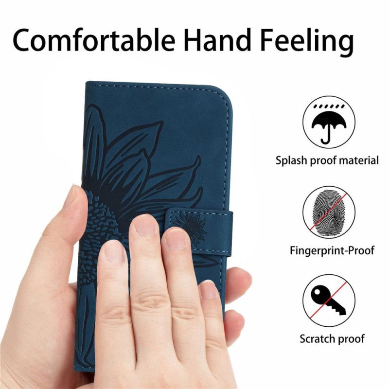 Læder Cover Samsung Galaxy A17 4g / 5g Telefon Etui Skuldertaske Med Solsikkeprint