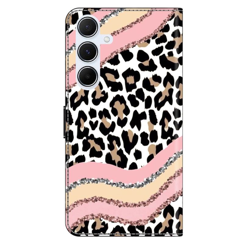 Læder Cover Samsung Galaxy A17 4g / 5g Telefon Etui Stribet Leopardmønster