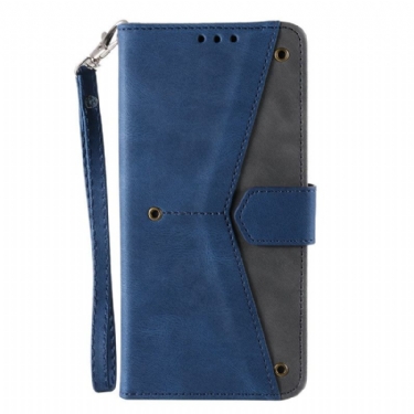 Læder Cover Samsung Galaxy A17 4g / 5g Telefon Etui Tofarvet Trekantdesign