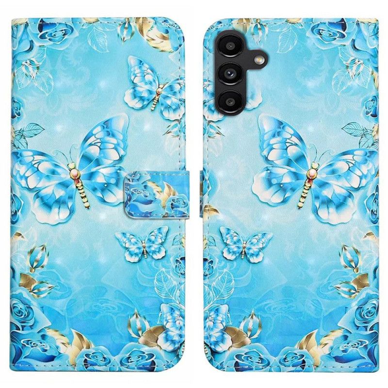 Læder Cover Samsung Galaxy S24 Fe Telefon Etui Kostbare Sommerfugle