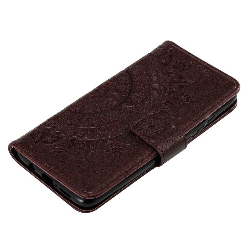 Læder Cover OnePlus 8 Pro Mandala Sun Card Holder