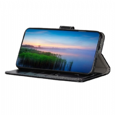 Flip Cover Motorola Edge 20 Pro Luksuriøs Lædereffektsøm