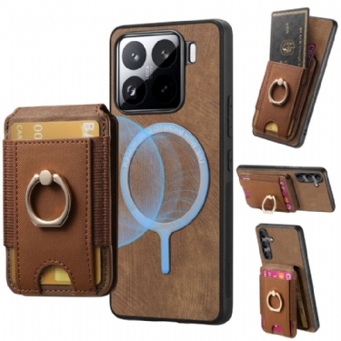 Cover Til Xiaomi 15 Aftagelig Kortholder Og Stativ I Ruskindseffekt