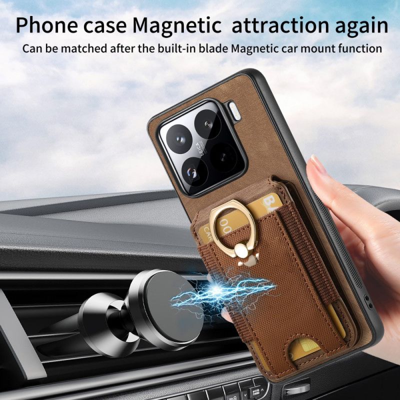 Cover Til Xiaomi 15 Aftagelig Kortholder Og Stativ I Ruskindseffekt
