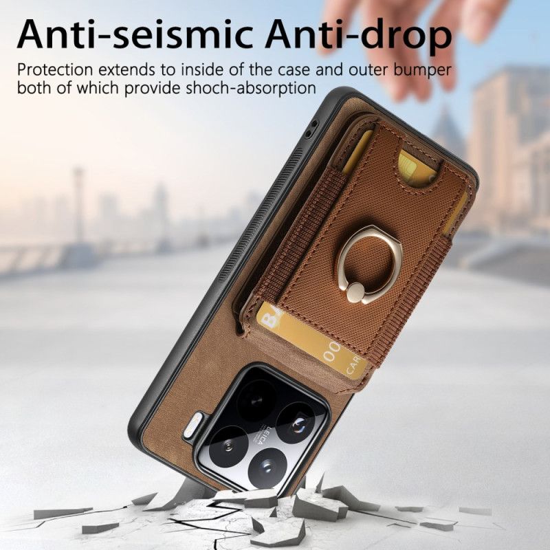 Cover Til Xiaomi 15 Aftagelig Kortholder Og Stativ I Ruskindseffekt