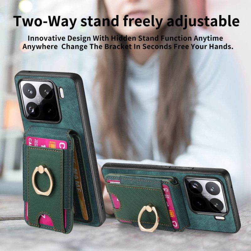 Cover Til Xiaomi 15 Aftagelig Kortholder Og Stativ I Ruskindseffekt