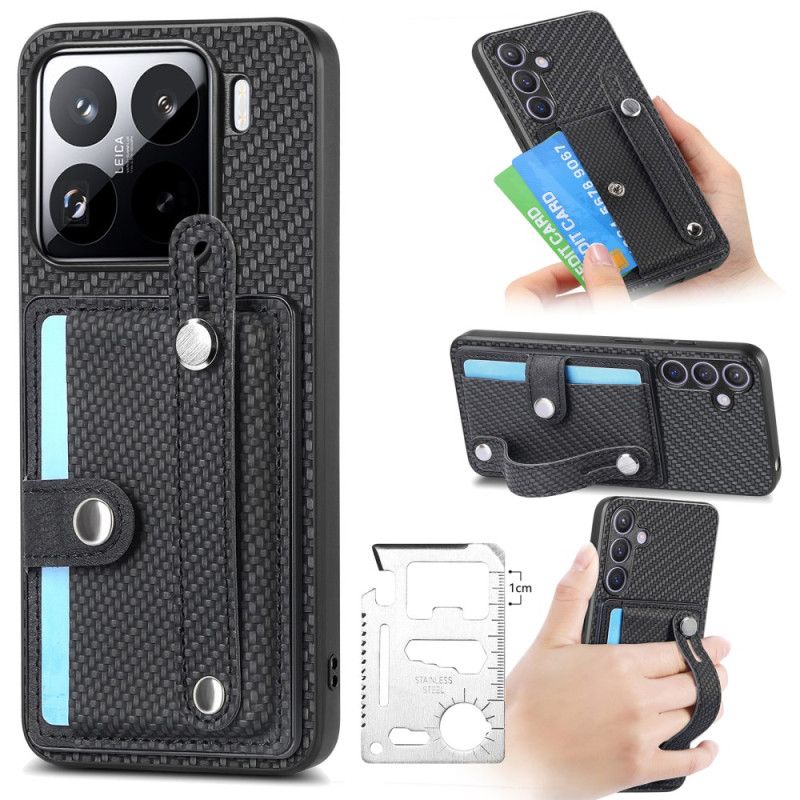 Cover Til Xiaomi 15 Kortholder Og Rem I Kulfiber