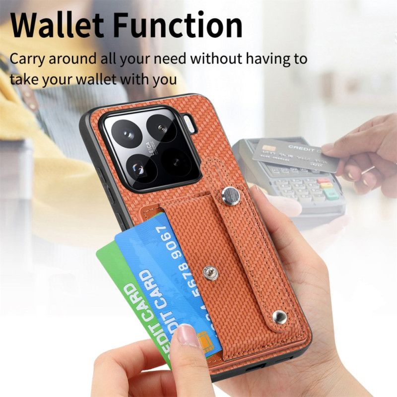 Cover Til Xiaomi 15 Kortholder Og Rem I Kulfiber
